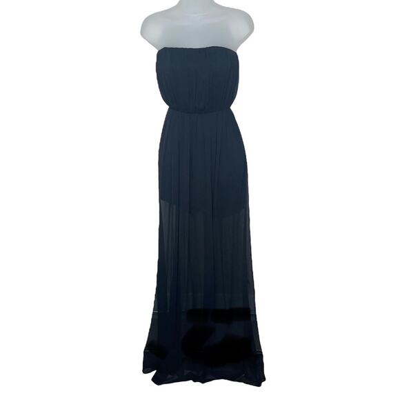 ALICE + OLIVIA SCOOP Black Sheer Strapless Open Back Romper Maxi Skirt Size 2 - Picture 1 of 14